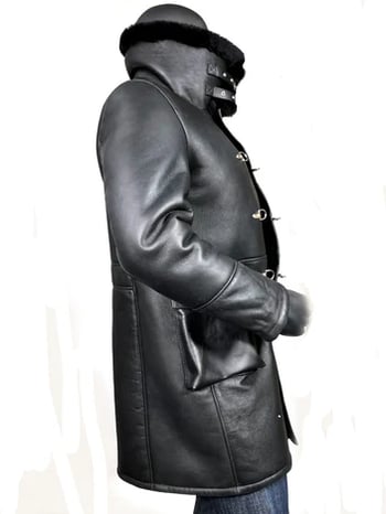 G-Gator 6110 Black Genuine Sheepskin Button-Up Trench Coat
