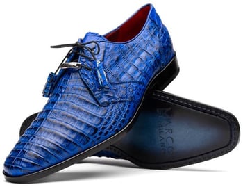 Marco Di Milano "Lacio" Electric Blue Genuine Caiman Crocodile Dress Shoes