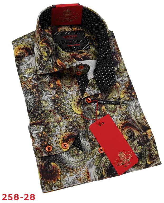 Axxess 258-28 Multicolor Egyptian Cotton Modern-Fit Men's Dress Shirt