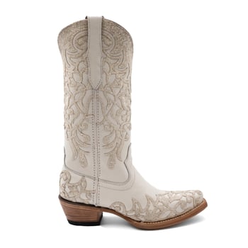 Ferrini Ladies "Starlight" White Full Grain Leather Snipped Toe Cowgirl Boots 81561-19