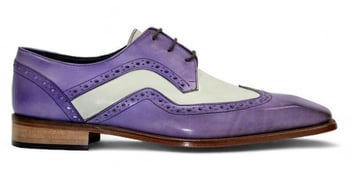 Duca Di Matiste "Saranno" Lavender / Off White Genuine Italian Calf Leather Lace-Up Derby Shoes.