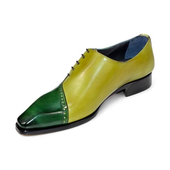 Duca Di Matiste "Viroli" Green / Olive Genuine Italian Calfskin Side Lace-Up Slip-On Shoes.