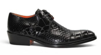 Fennix Italy Roger Black Genuine Alligator Snakeskin Lace-Up Dress Shoes