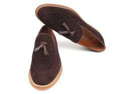 Paul Parkman 087 Brown Genuine Suede Loafer Shoes With Tassel