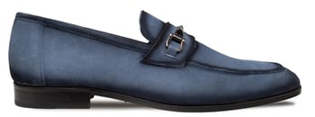 Mezlan Bracco 21735 Blue Genuine Suede Bit Slip-On Loafer — Men's