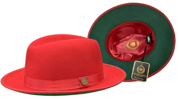 Bruno Capelo PR-312 Red / Dark Green Bottom Australian Wool Fedora