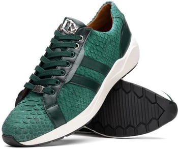 Marco Di Milano "Verona" Green Genuine Python And Calfskin Fashion Sneaker