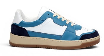 Duca Di Matiste DC80 Blue Combo Calf Leather and Suede Rubber Sole Casual Shoes