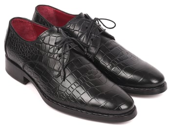 Paul Parkman "5254BLK'' Black Genuine Calfskin Embossed Leather Derby Shoes