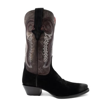 Ferrini Ladies "Roughrider" Black Full Grain Leather Snipped Toe Cowgirl Boots 84361-04