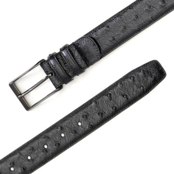 Mezlan Black Genuine Ostrich Skin Belt AO8146.