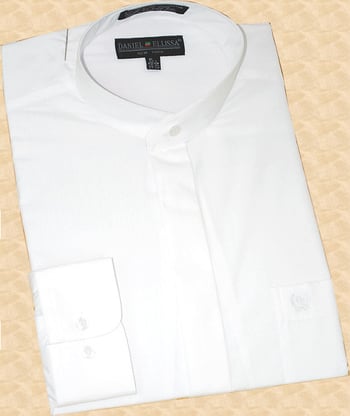 Daniel Ellissa White Banded Collar Shirt With Button Cuff DS3001C.