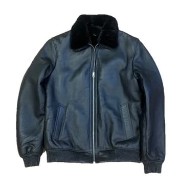G-Gator 5200 Black Sheepskin Jacket Mink Collar Leather Cuffs Outerwear