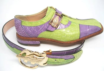 Mauri 2403 Lime Green / Lavender Genuine Alligator Shoes.