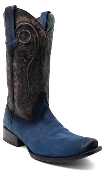 Ferrini "Roughrider" Electric Blue Genuine Full Grain Leather Narrow Square Toe Cowboy Boots  14371-17