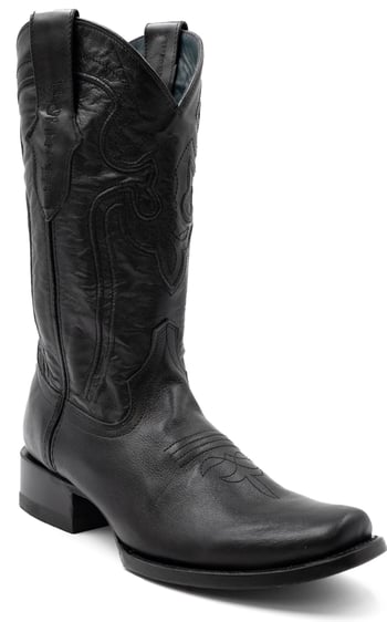 Ferrini "Wyatt" Black Genuine Full Grain Leather Narrow Square Toe Cowboy Boots 14671-04