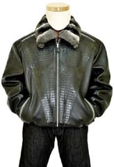 G-Gator Genuine Hornback Alligator Tail / Stingray Jacket With Chinchilla Fur Collar 2088