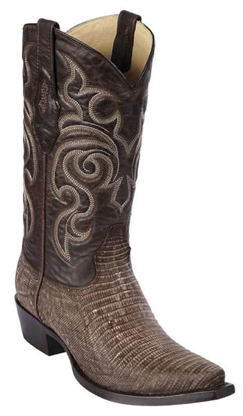 Los Altos Sanded Brown Genuine Teju Lizard Snip Toe Cowboy Boots 940735