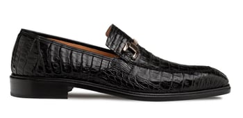 Mezlan 50296-F Rhodas Black Genuine Crocodile Ornament Slip On Loafers