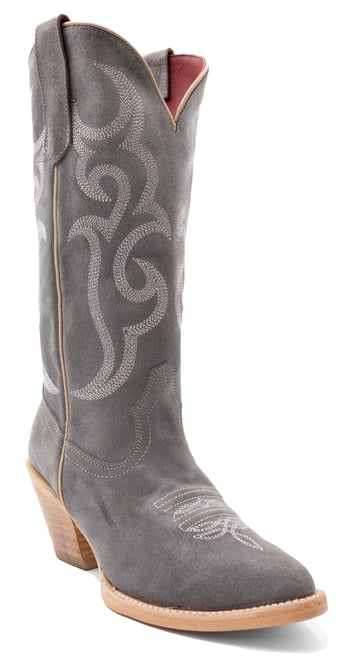 Ferrini Ladies "Quinn" Gray Grain Leather Narrow Snipped Toe Cowgirl Boots 84861-49