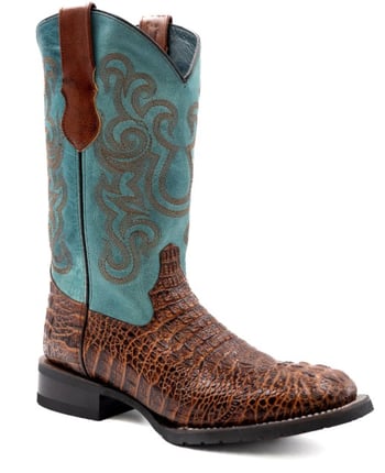 Ferrini Stampede 40493-23 Sport Rust Caiman-Print Leather Square-Toe Cowboy Boots