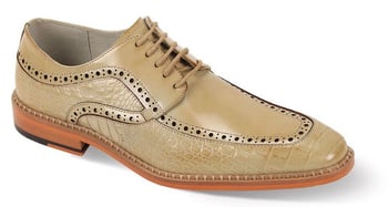 Giovanni Terence Natural Genuine Calfskin Derby Shoes with Hand-Stitched Sole