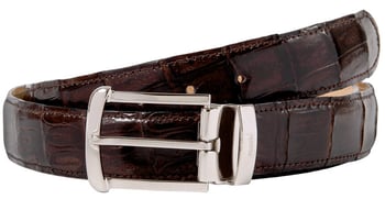 Mauri "IC007" Dark Brown Stitched Genuine Baby Crocodile Belt