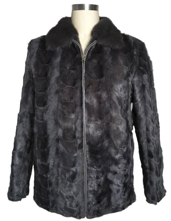 Winter Fur Blue Irish Genuine Full Skin Section Mink Jacket With Collar M69R05BI.