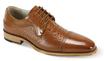 Giovanni Mattias Tan Calfskin Derby Shoes — Hand-stitched Sole, Cushioned Insole