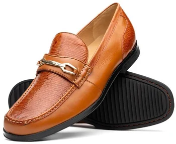 Marco Di Milano "Hugo" Honey Genuine Lizard and Calfskin Loafer