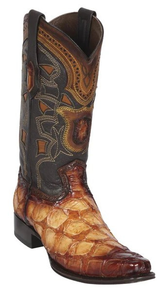 Los Altos Faded Buttercup Genuine Pirarucu Leather J Toe Cowboy Boots 761001