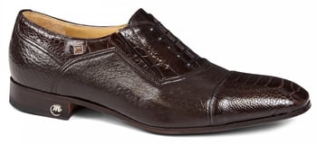 Mauri "4609/2" Dark Brown Genuine Ostrich Leg / Pecary Shoe.