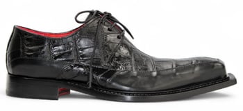 Fennix Italy Frank Black Alligator and Calfskin Leather Derby Shoes