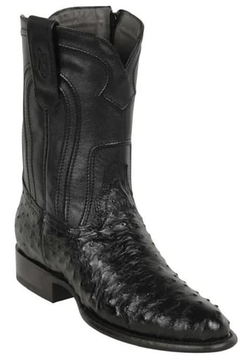 Los Altos Black Genuine Ostrich Round Roper Toe With Zipper Style Cowboy Boots 69Z0305