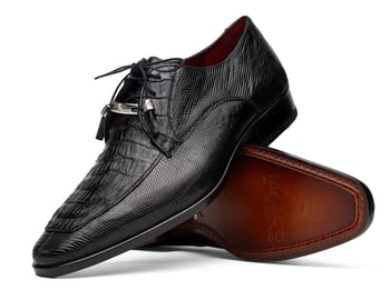 Marco Di Milano Merida Black Genuine Caiman and Lizard Derby Shoes