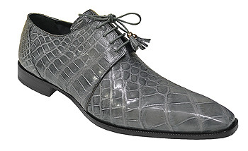 Mauri 53156 Grey Genuine All-Over Alligator Belly Skin Shoes.