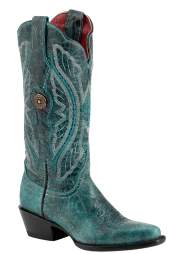 Ferrini Ladies "Twilight" Teal Full Grain Leather Snipped Toe Cowgirl Boots 81061-43.