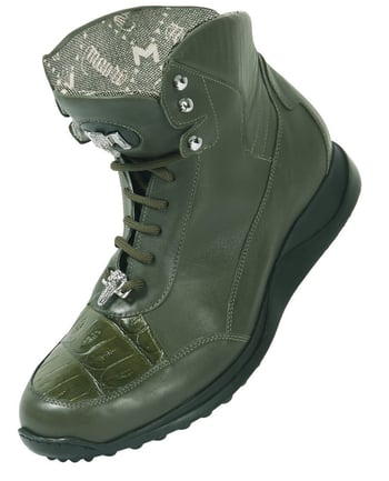 Mauri 8911 Money Green Genuine Alligator / Nappa Boots With Mauri Silver Alligator Head