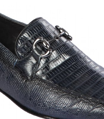 Lombardy Navy Blue Genuine Lizard Skin Horsebit Loafer Shoes ZLD010710.