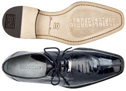 Belvedere "Siena" Navy All-Over Genuine Ostrich Shoes 1463.