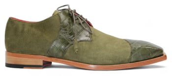Fennix Landon Olive Genuine Alligator & Italian Suede Derby Shoes