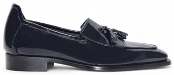 Duca Di Matiste "Fano" Navy Blue Genuine Italian Patent Leather Tassel Loafer Shoes.
