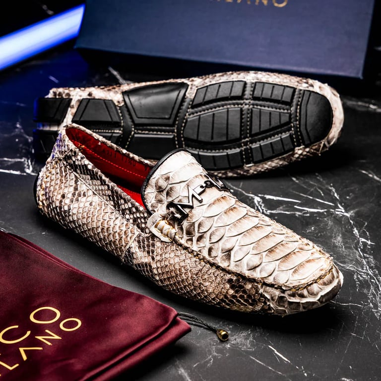 Marco Di Milano Capri Natural Genuine Python Penny Loafer