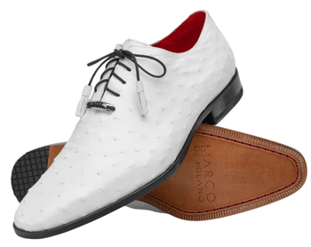 Marco Di Milano Criss White Fully Wrapped Genuine Ostrich Oxford Shoes — Hand-stitched