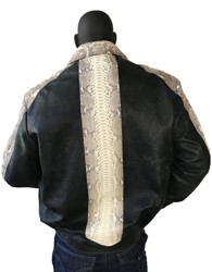 G-Gator Black Distressed Leather Bomber Jacket With Python Trimming 2095.