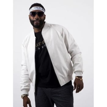 G-Gator 1051 White Genuine Lambskin Baseball Varsity Bomber Jacket