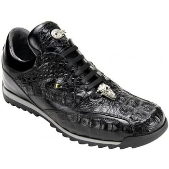 Belvedere Ferro Black Genuine Caiman Crocodile & Calf Sneakers with Eyes