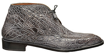 Mauri 1169 "Artisan" Medium Grey Flanks Crocodile Hand Painted Leather Boots