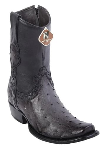 King Exotic Faded Gray Genuine Ostrich Dubai Square Toe With Inside Zipper Cowboy Boots 479B0338