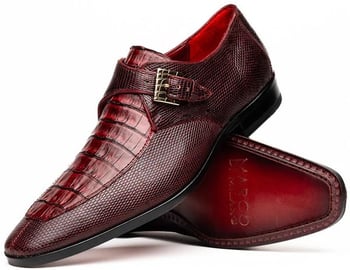 Marco Di Milano "Toluca" Wine Genuine Caiman Crocodile And Lizard Dress Shoes